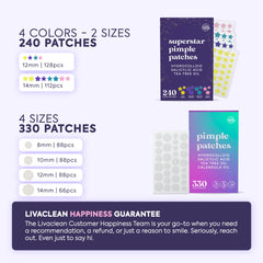 Patch étoile violet spatial Livaclean sur le visage, design mignon et efficace.