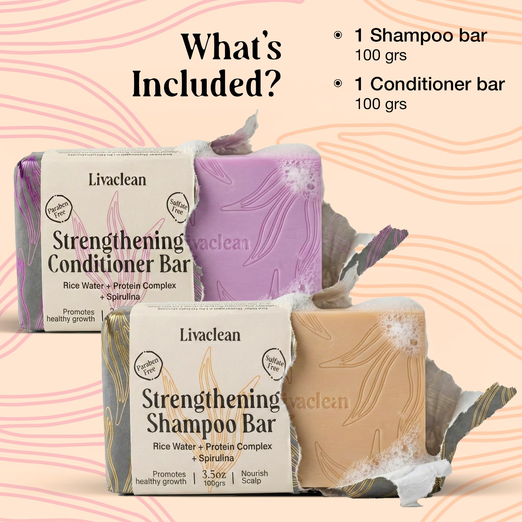 LivaClean solid conditioner bar close-up, providing hydration for soft, manageable hair.