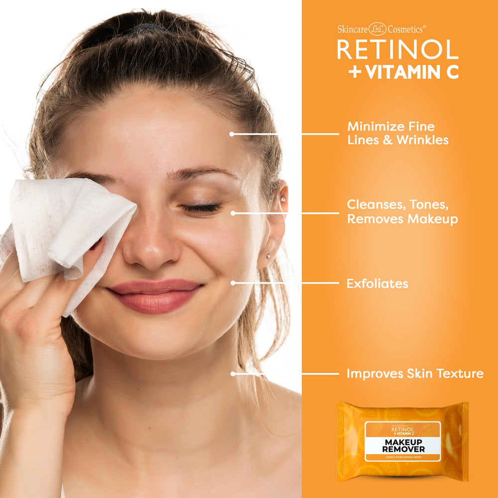 Lingette enrichie Retinol et Vitamine C pour renouvellement et éclat.