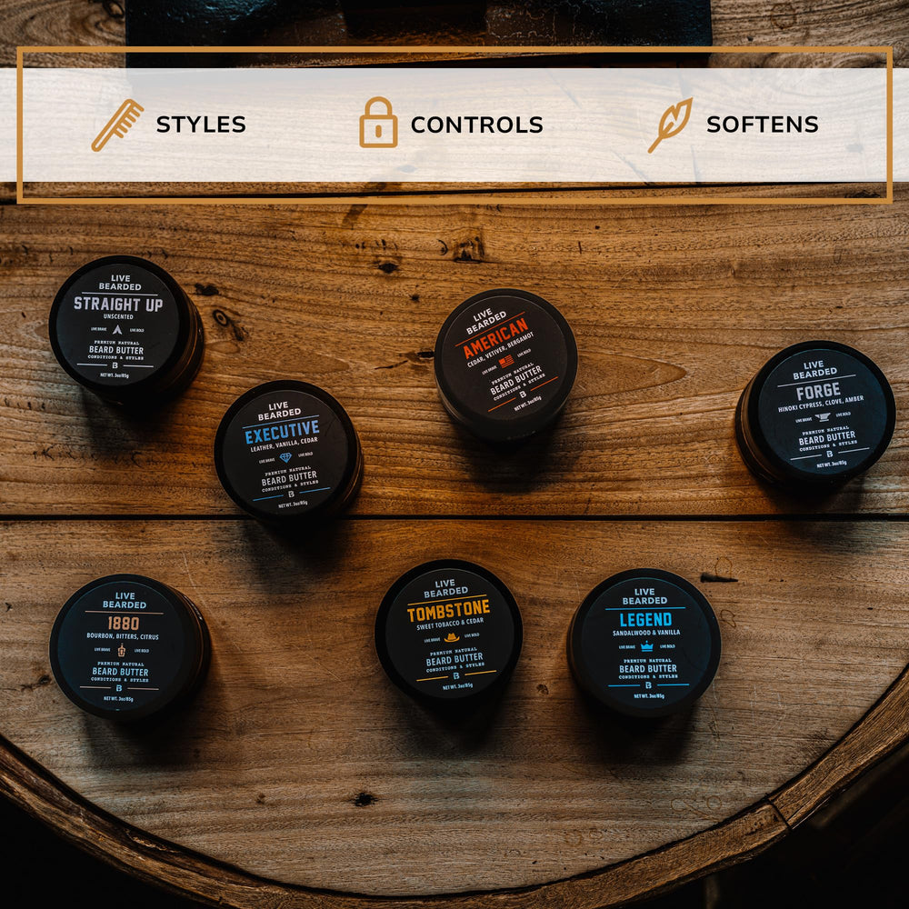 Live Bearded Beard Butter: fixation légère pour un style durable sans résidu gras.