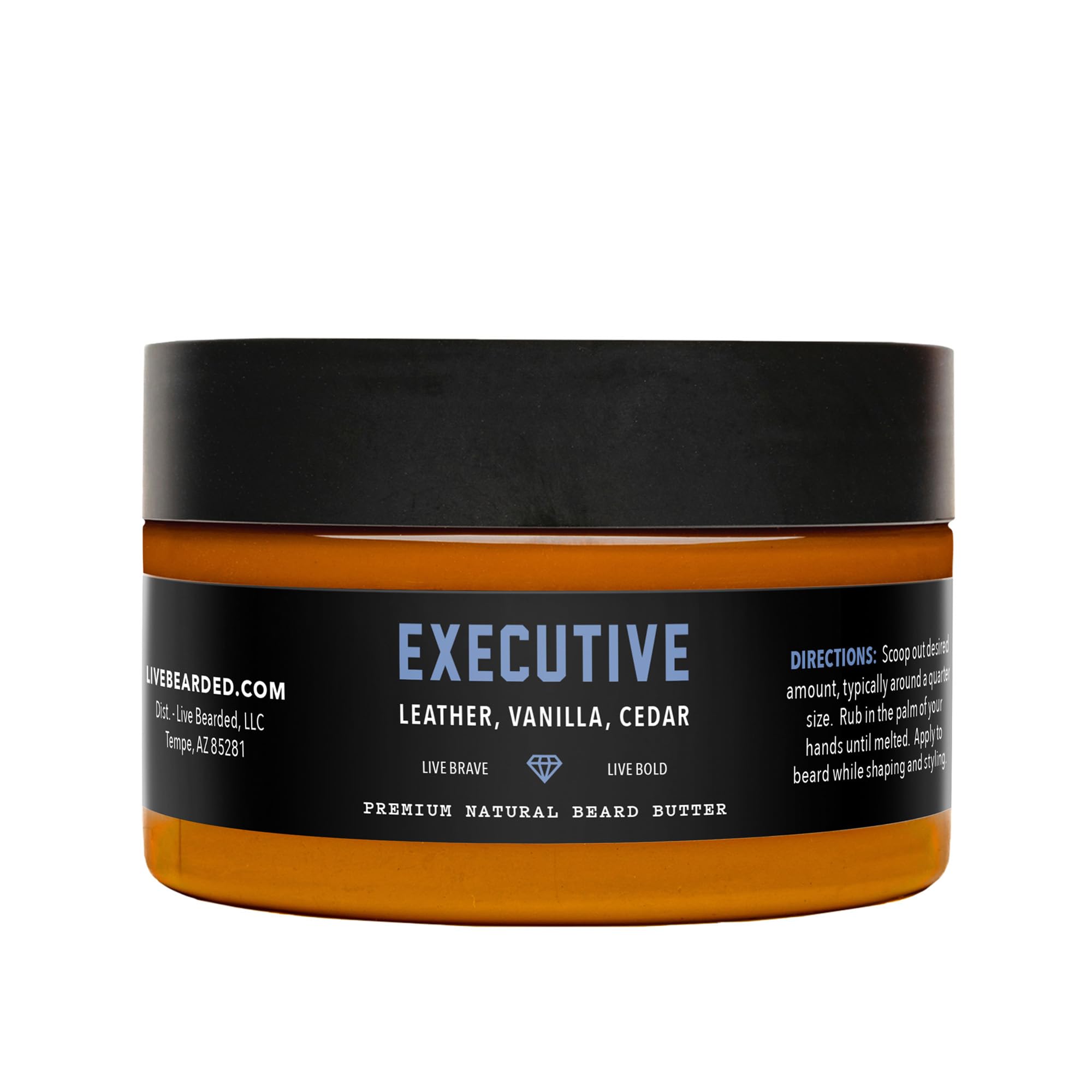 Live Bearded Beard Butter: flacon cedre-vanille pour soin nourrissant.