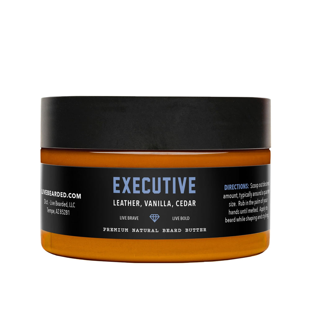 Live Bearded Beard Butter: flacon cedre-vanille pour soin nourrissant.