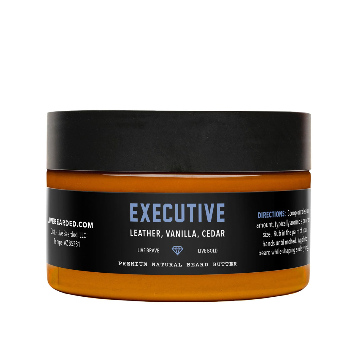 Live Bearded Beard Butter: flacon cedre-vanille pour soin nourrissant.