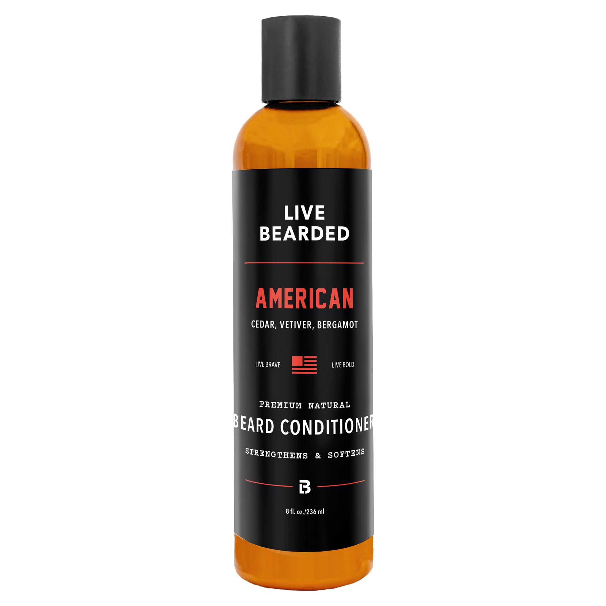 Live Bearded conditionneur barbe - bouteille 8oz, facilite le coiffage et l'hydratation.