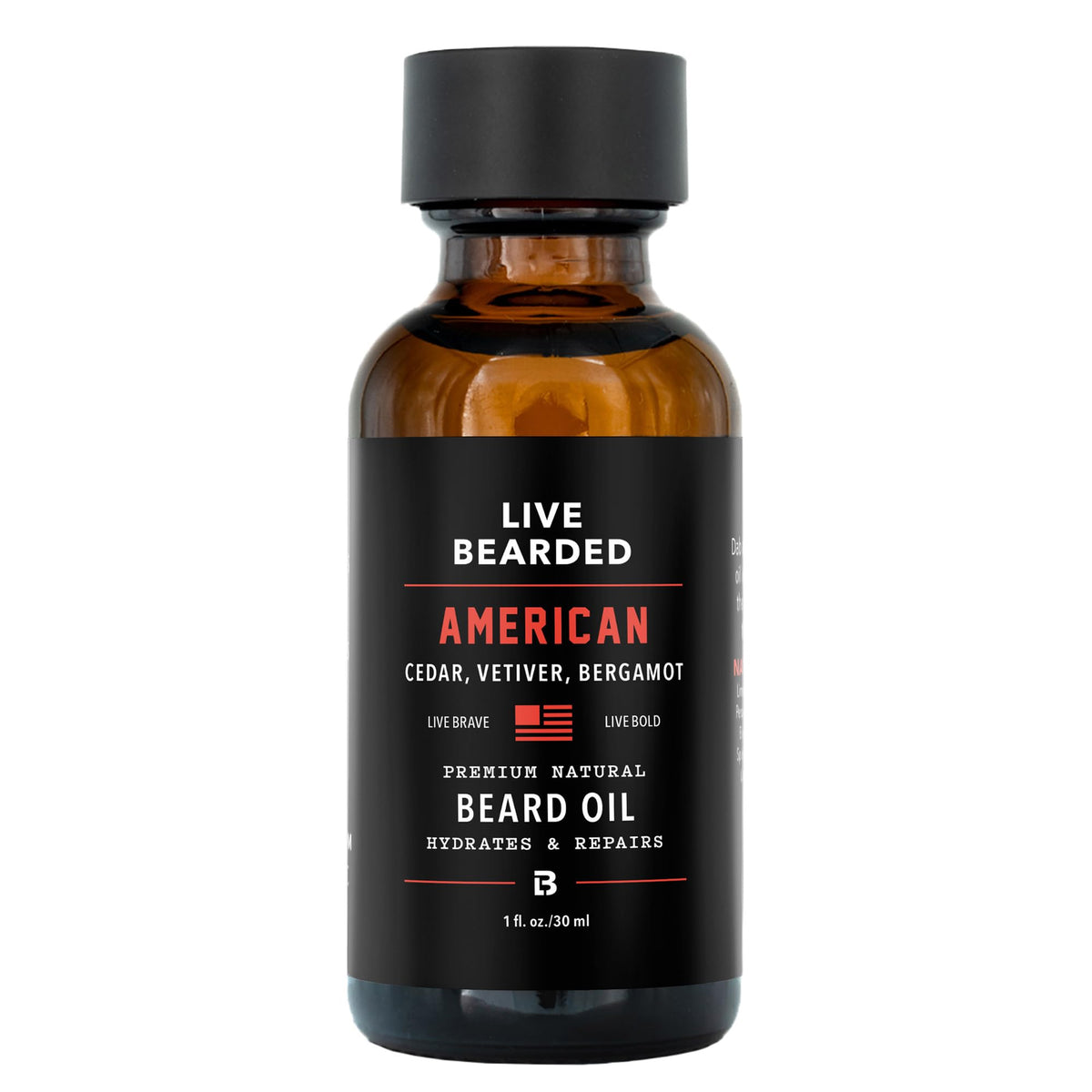 Live Bearded huile barbe cèdre : hydratation profonde et parfum boisé.