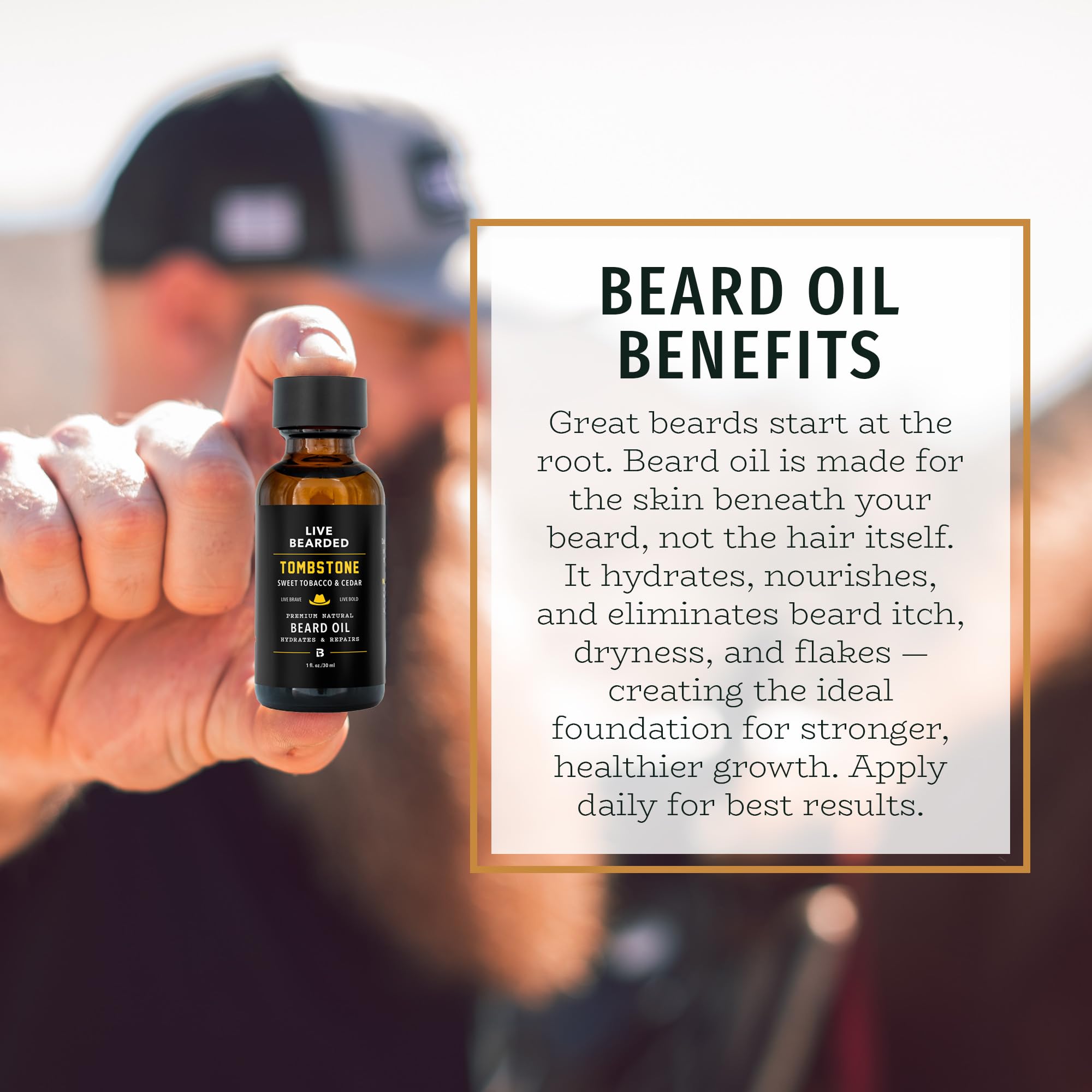 Live Bearded Tombstone huile barbe, sur peau et barbe, hydrate et apaise.