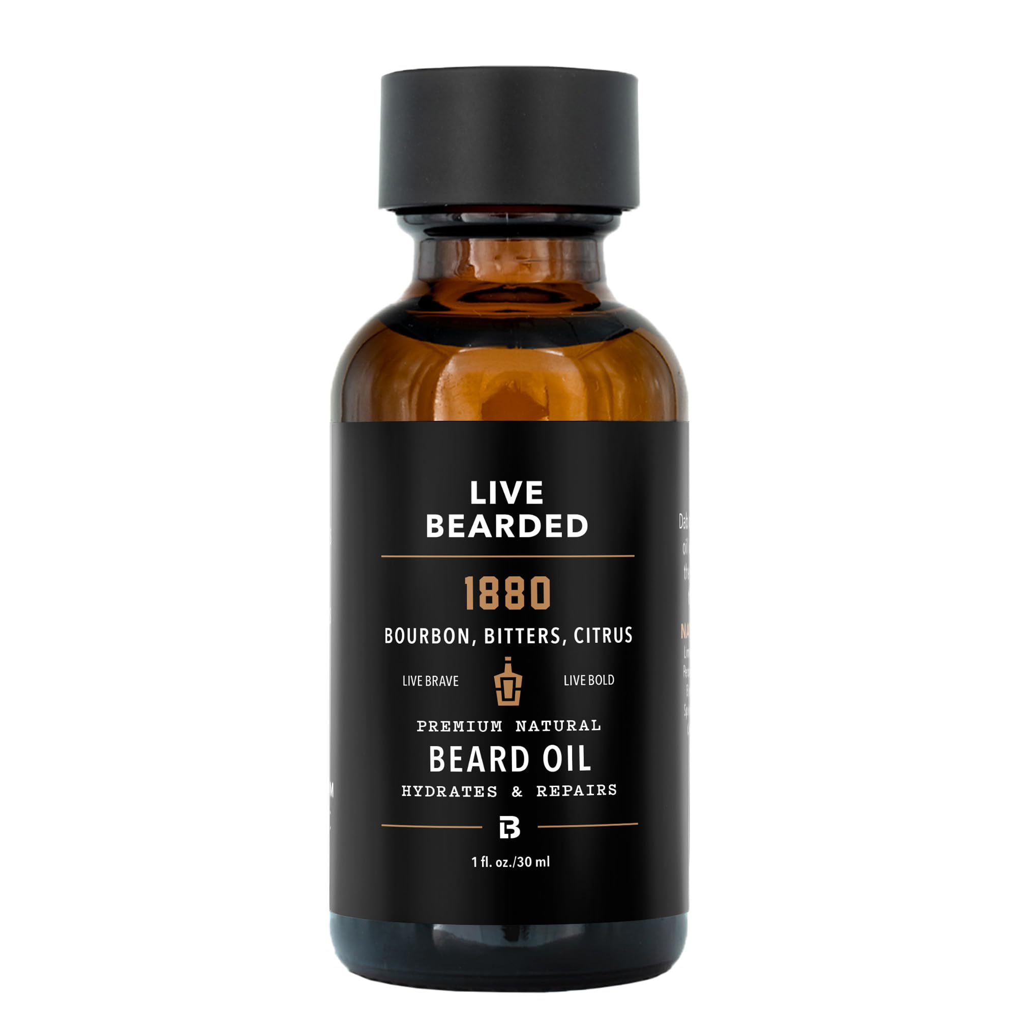 Live Bearded huile de barbe 30 ml: bouteille prête à hydrater barbe et peau.