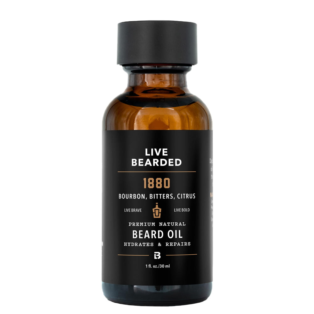 Live Bearded huile de barbe 30 ml: bouteille prête à hydrater barbe et peau.