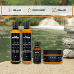 Live Bearded kit complet huile barbe – hydrate en profondeur les poils et la peau.