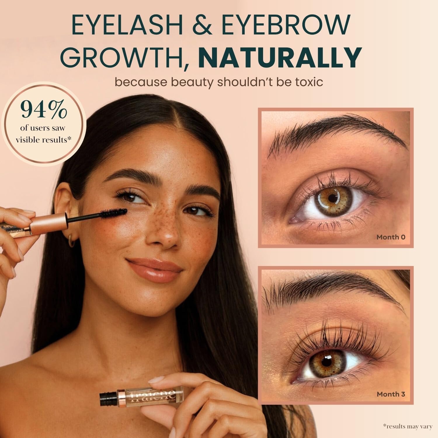 Live Fraiche lash serum wand applying for precise brow and lash care.