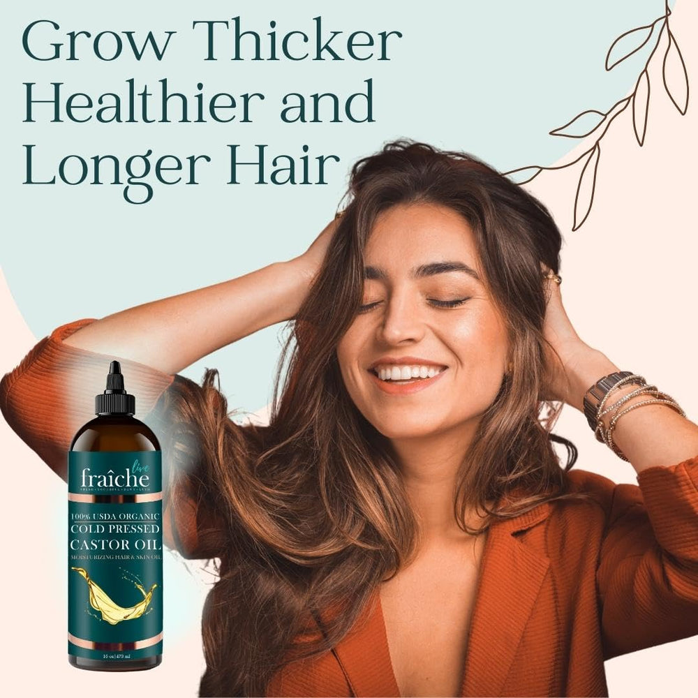 Live Fraiche huile de ricin: absorption rapide pour cheveux et peau.