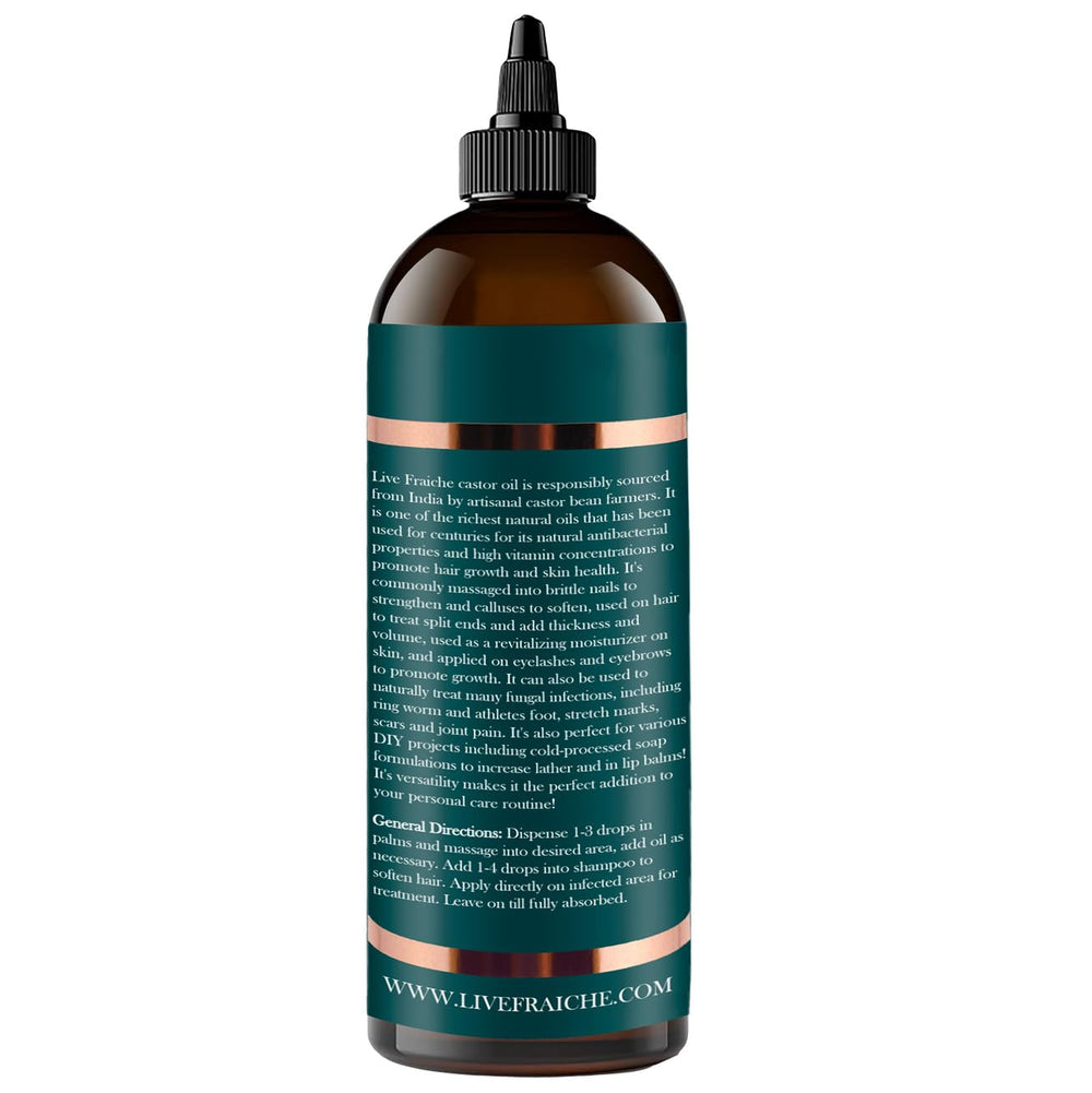 Live Fraiche huile de ricin: ingrédients naturels pour une routine beauté.
