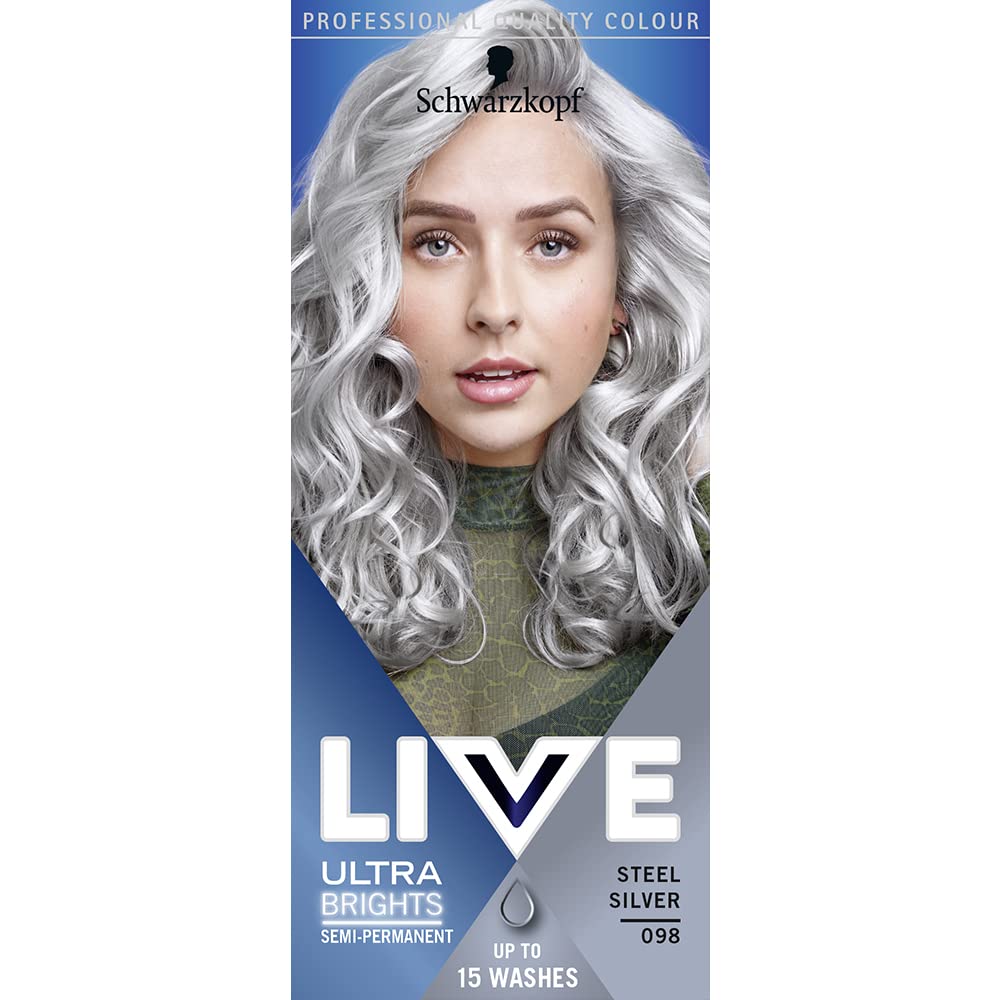 LIVE Ultra Brights acier argente creme-colorante – application facile sur cheveux décolorés