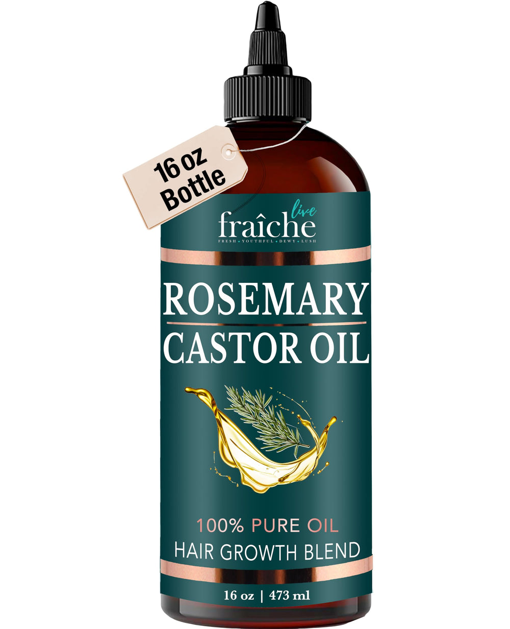 Live Fraiche huile romarin et ricin – Bouteille densité capillaire et hydratation.