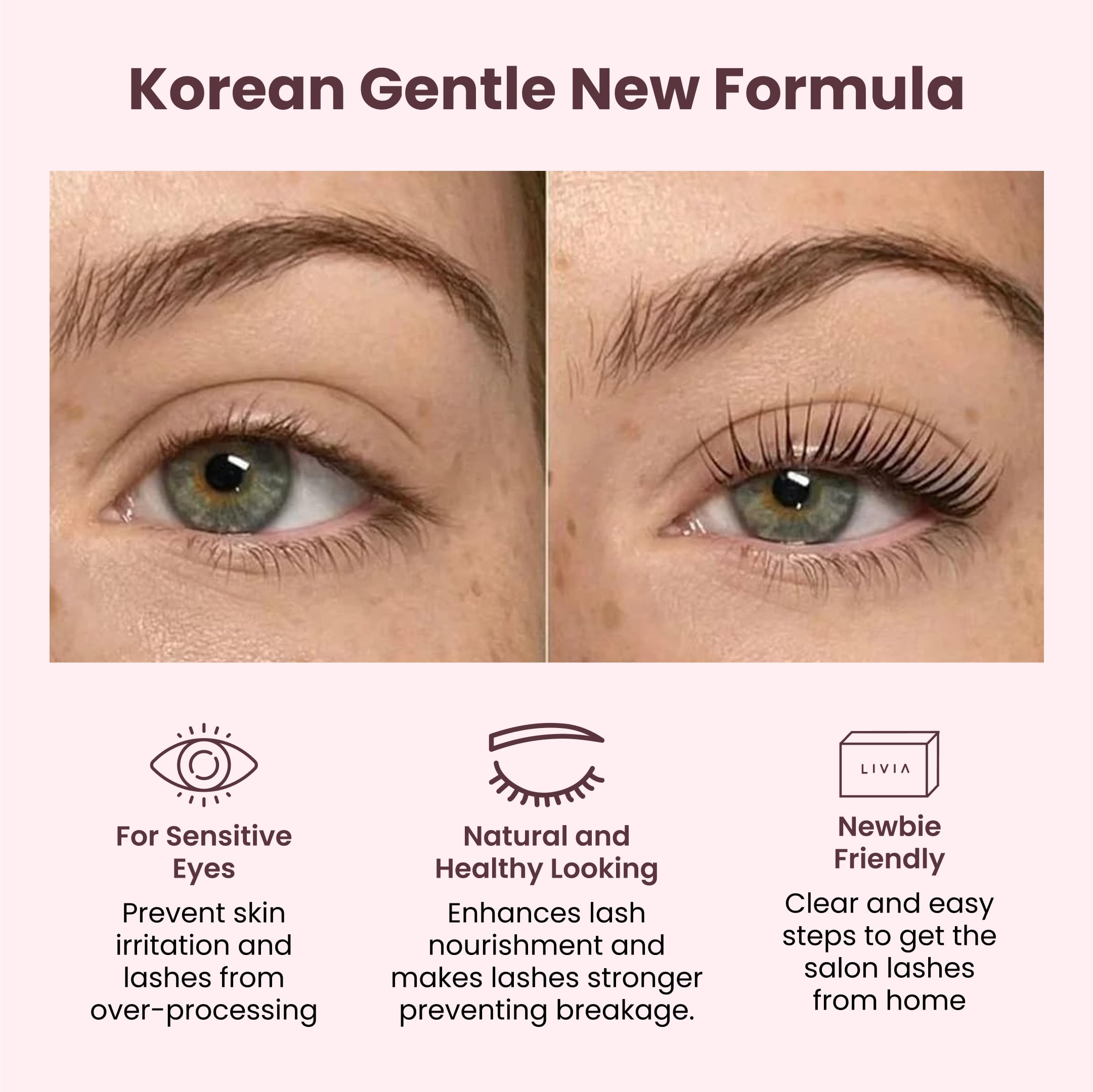 LIVIA Kit Lift Cils Coreen – Sérum nourrissant soutenant la santé des cils.