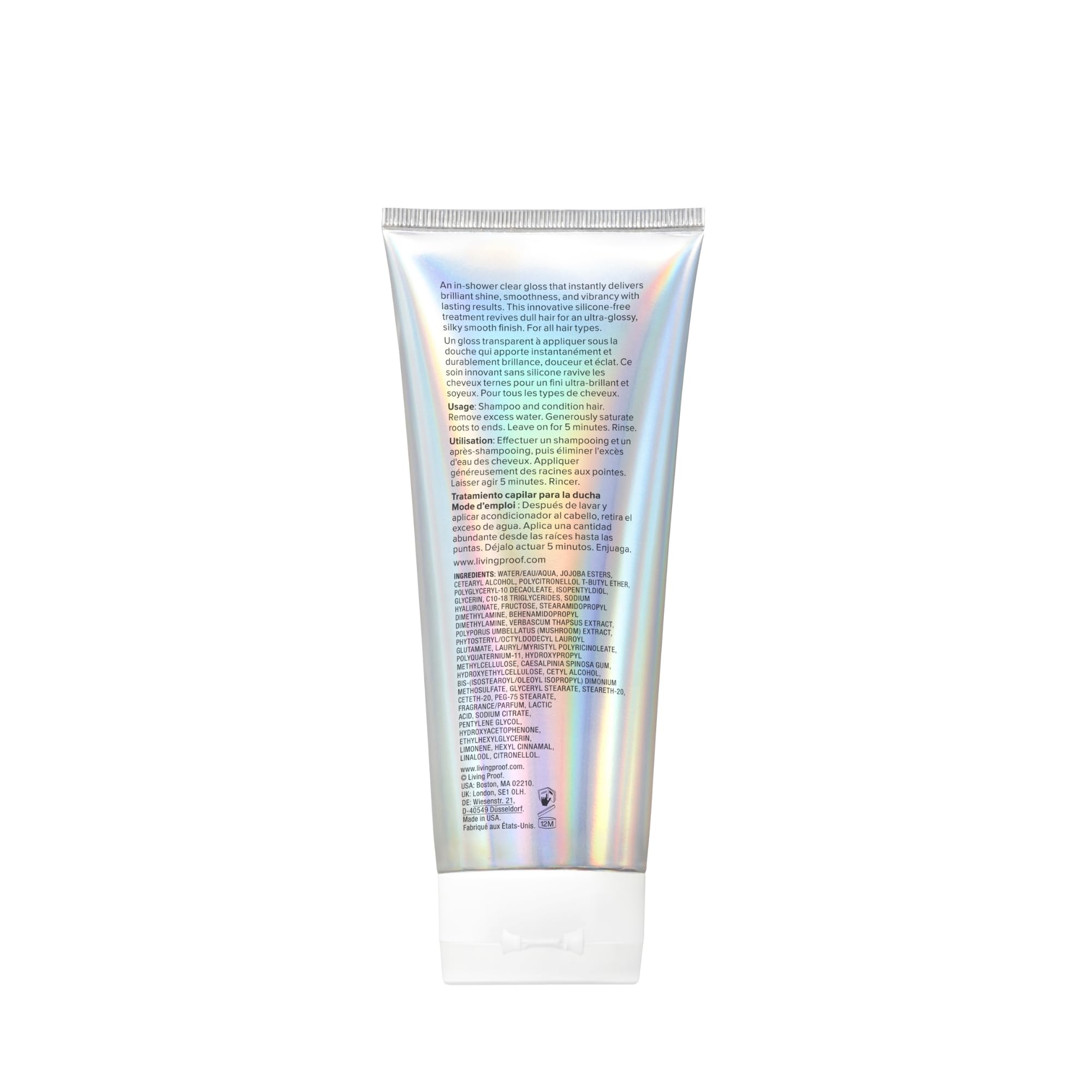 Living Proof Gloss après coiffage, effet miroir durable et brillance prolongée.