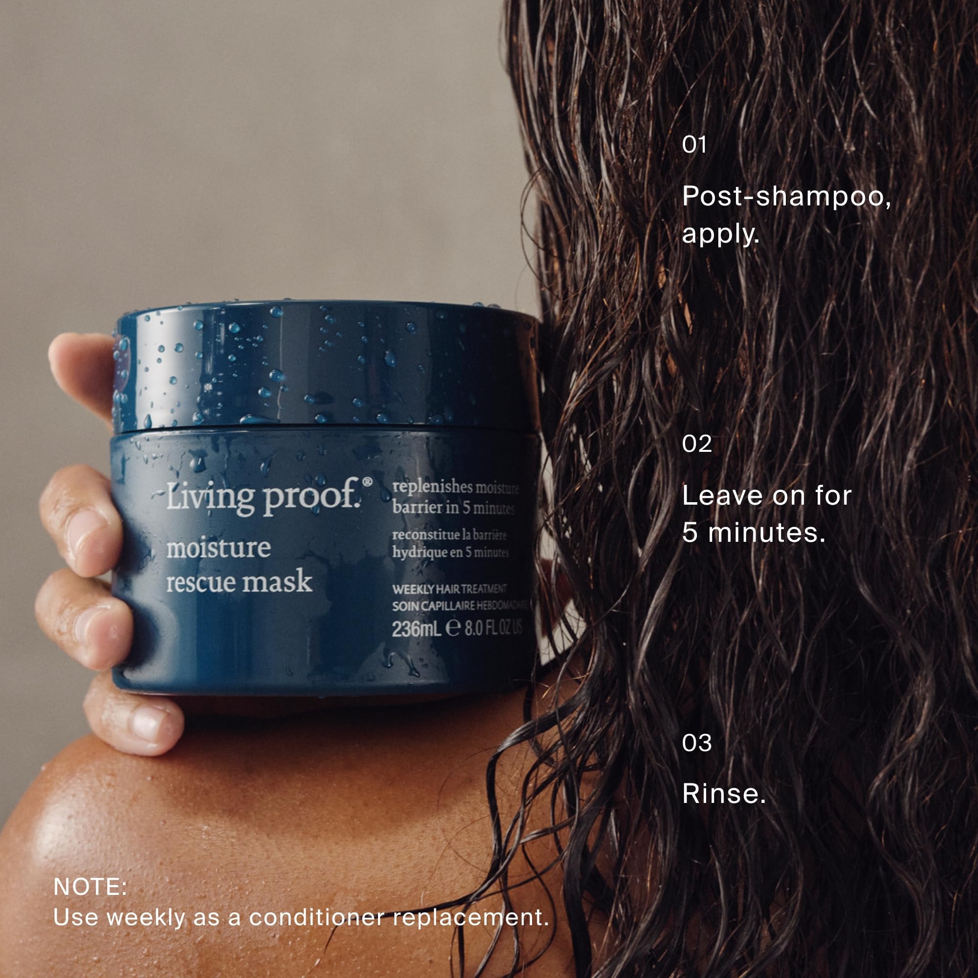 Temps d action cinq minutes avec Living Proof pour cheveux vivants.