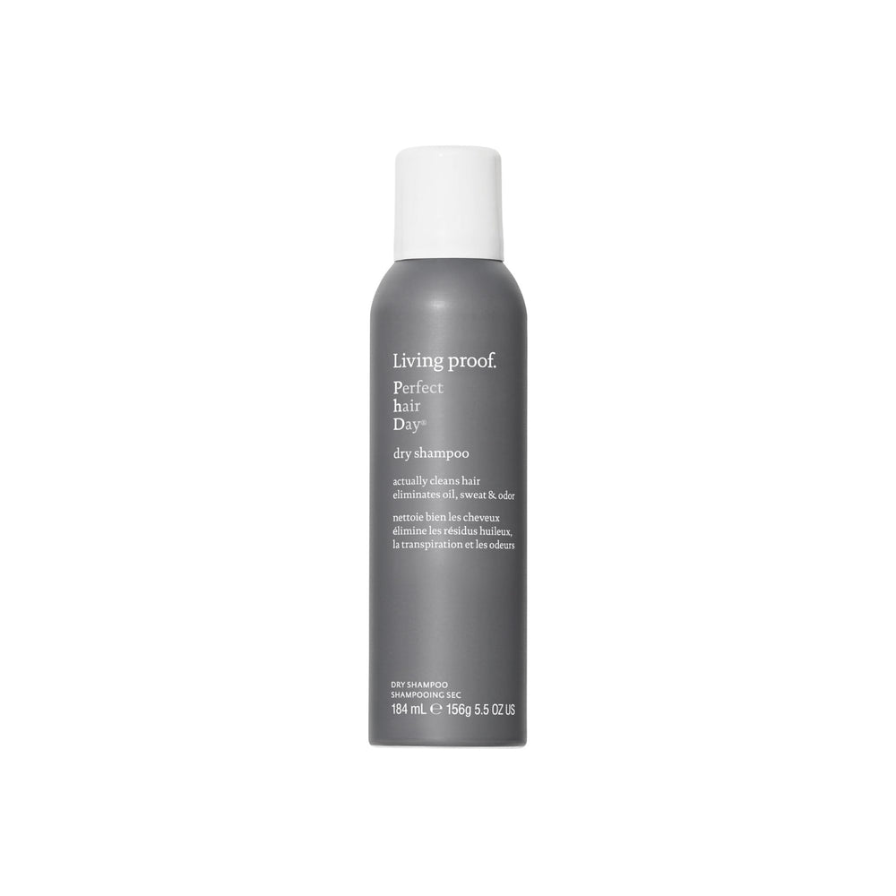 Bouteille Living Proof Perfect Hair Day Dry Shampoo prête, rafraîchit les cheveux.