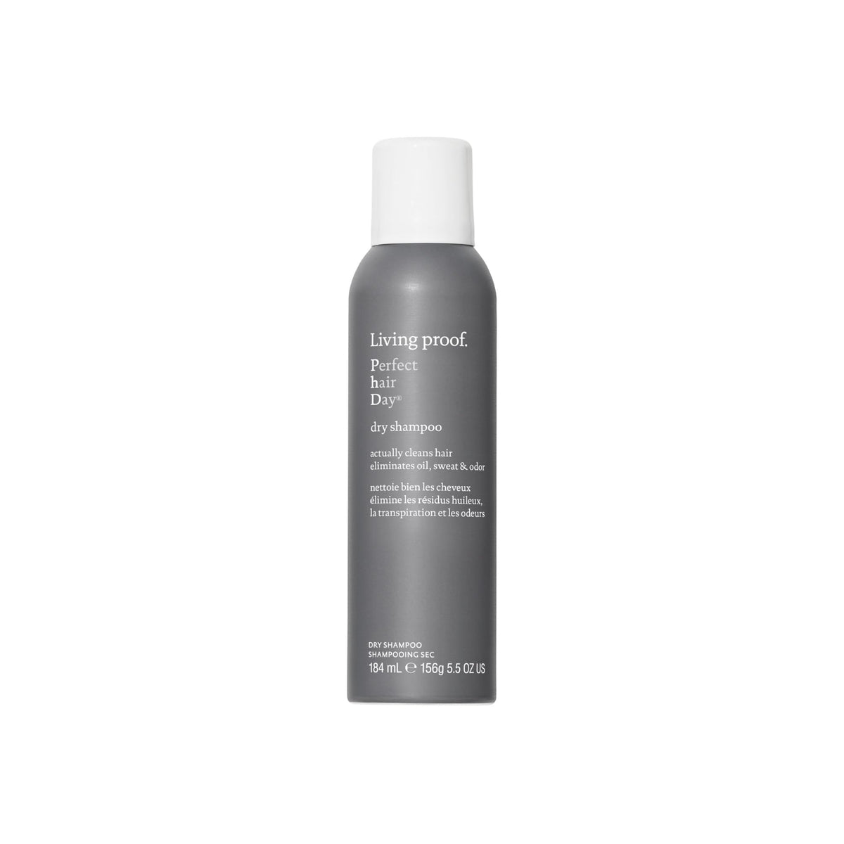 Bouteille Living Proof Perfect Hair Day Dry Shampoo prête, rafraîchit les cheveux.