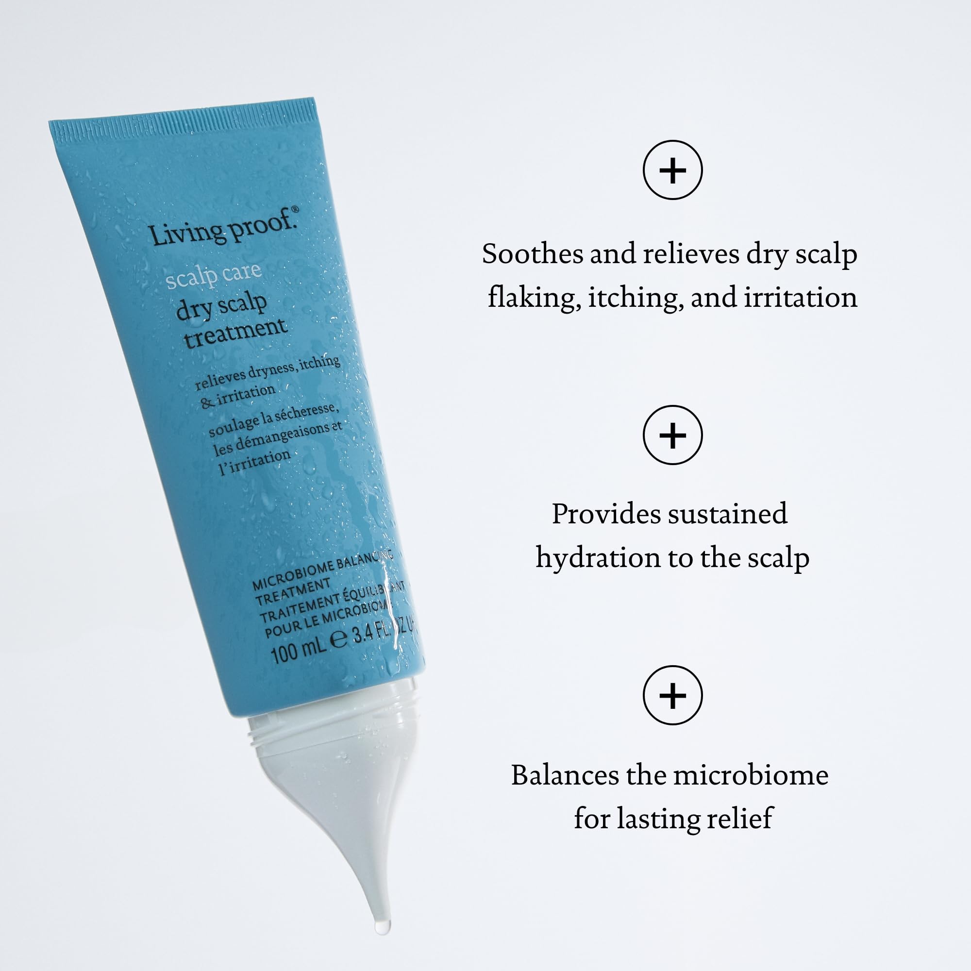 Living Proof Soin Cuir Chevelu Sec, texture crème prête à étaler.