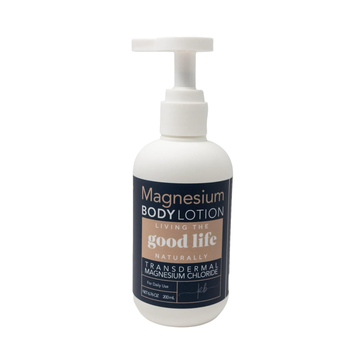 Lotion magnésium Living the Good Life Naturally, flacon élégant pour peau sensible.