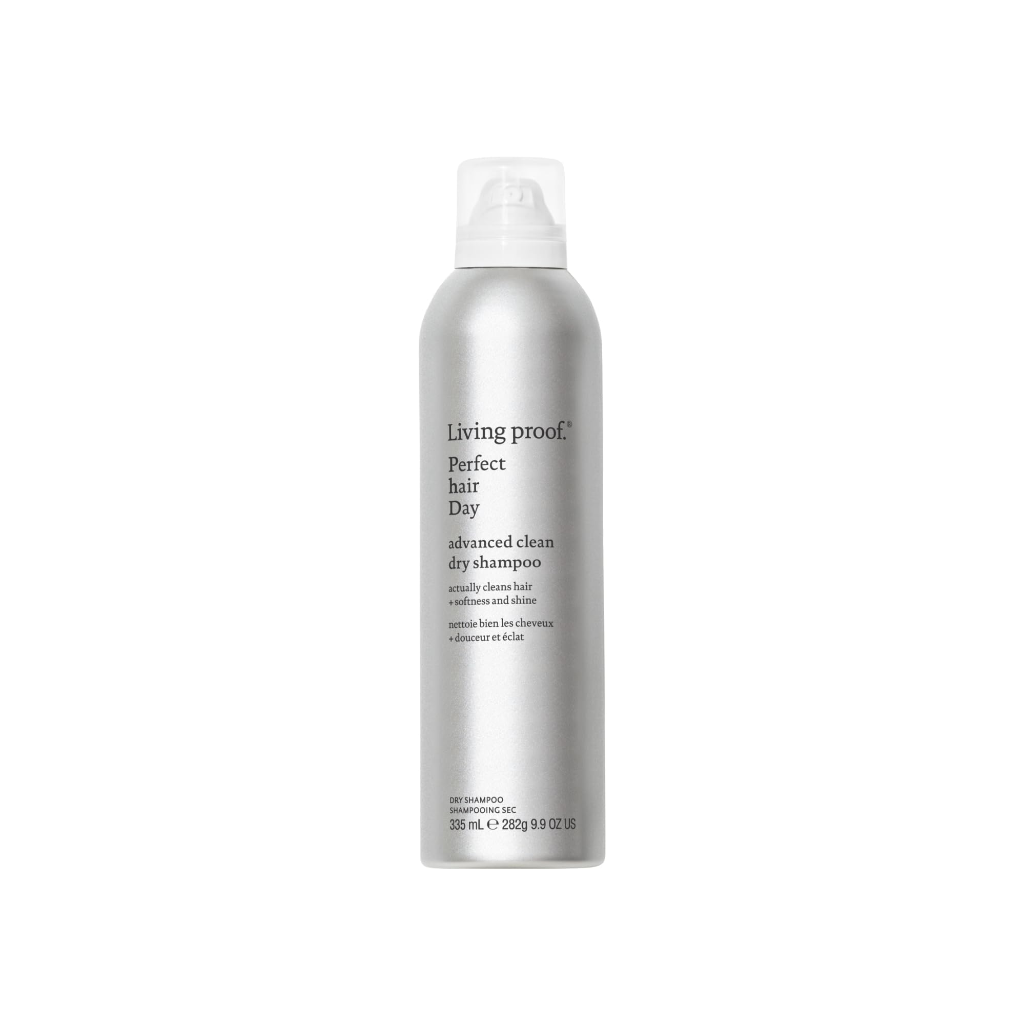 Living Proof PHD, bouteille de shampooing sec, lutte contre l’huile pour une fraîcheur durable.