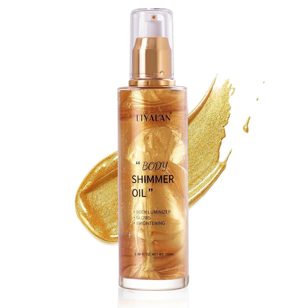 LIYALAN huile scintillante pour corps, brillance dorée naturelle sur la peau.