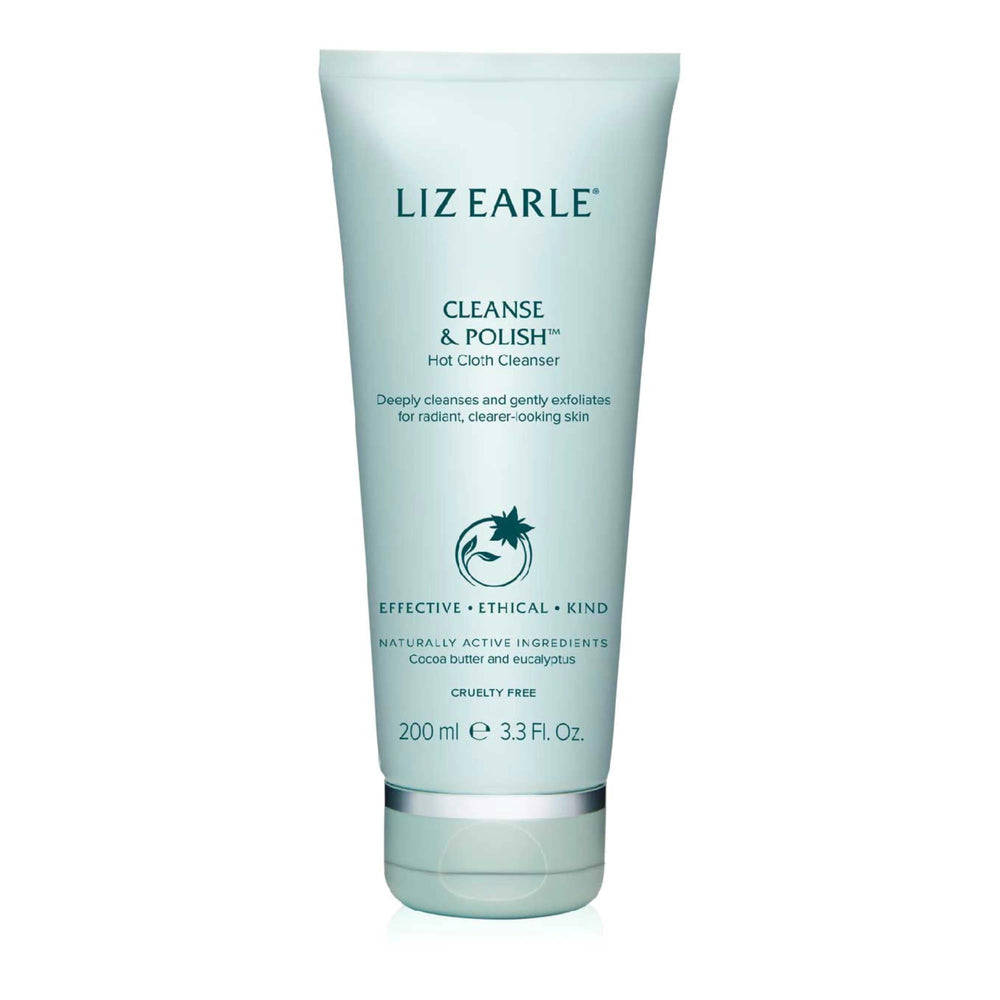 Liz Earle Cleanse & Polish, bouteille 200 ml, nettoie sans dessécher pour un éclat immédiat.