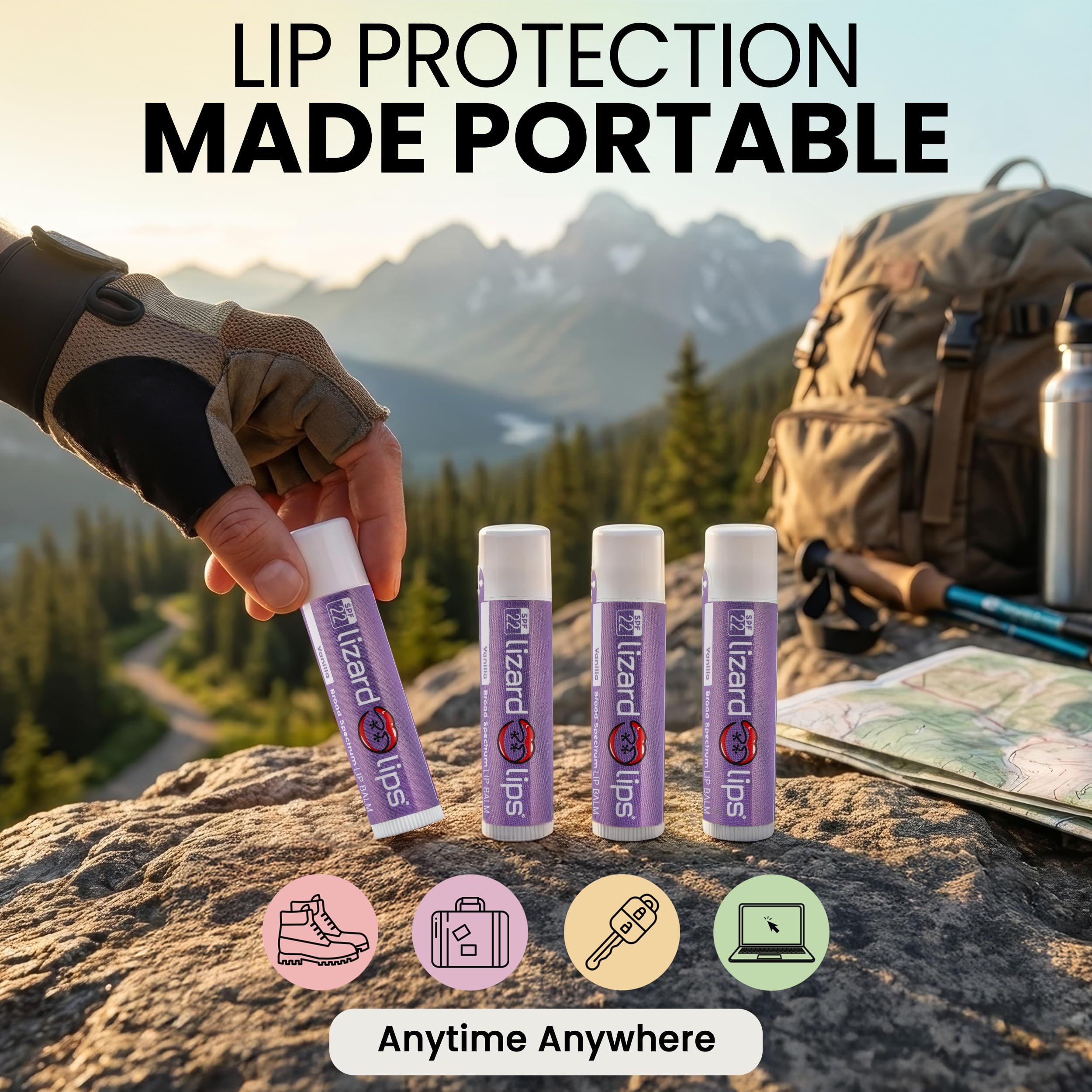 Lizard Lips Baume lèvres SPF 22 Originale, sans pétrole, sensation légère et confortable.