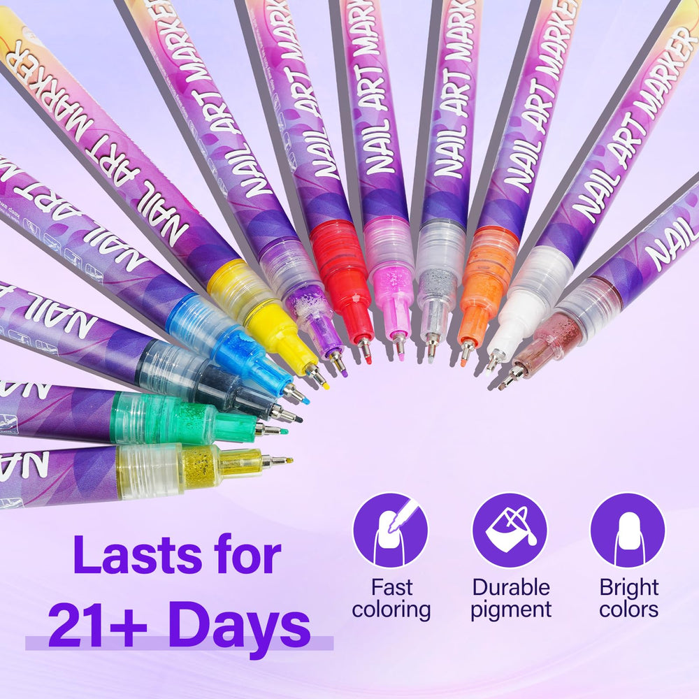 LKE stylo pour art des ongles – finition miroir chromé après séchage rapide.