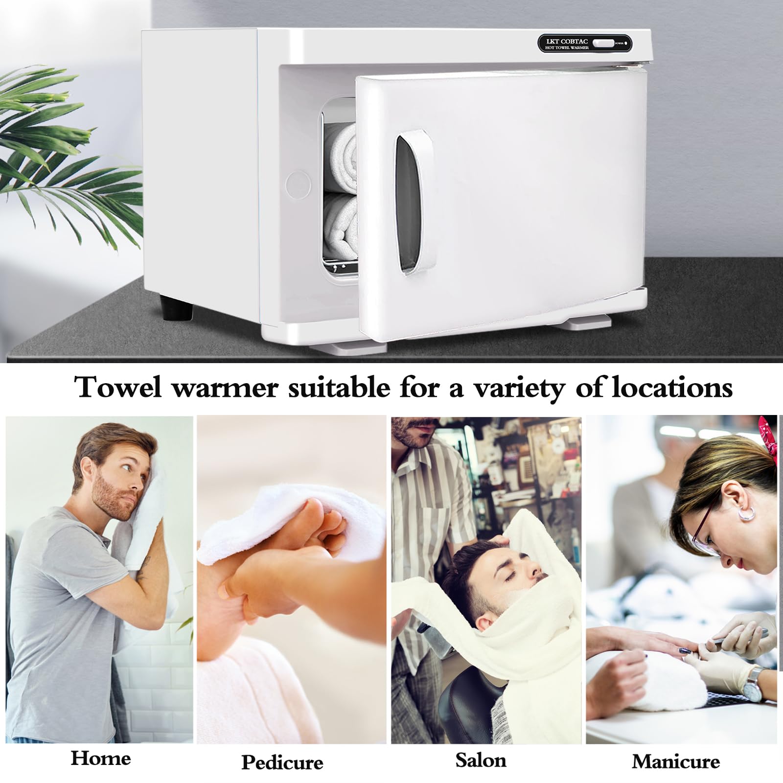 Kiosque spa/beauté avec chauffe-serviette 8L, idéal pour espaces professionnels.