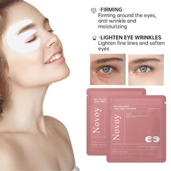 Patchs Novoy LLVYUO appliqués sur le contour des yeux la nuit.