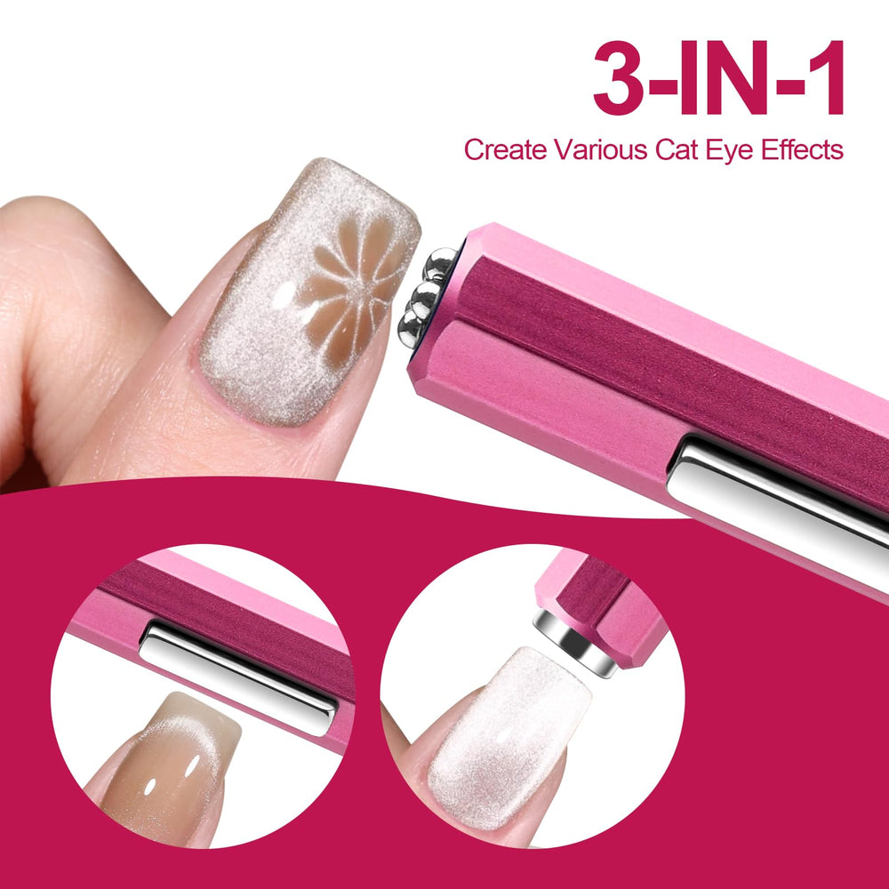 Lobodt aimant 3-en-1 pour ongles : trois têtes pour styles variés sans effort.