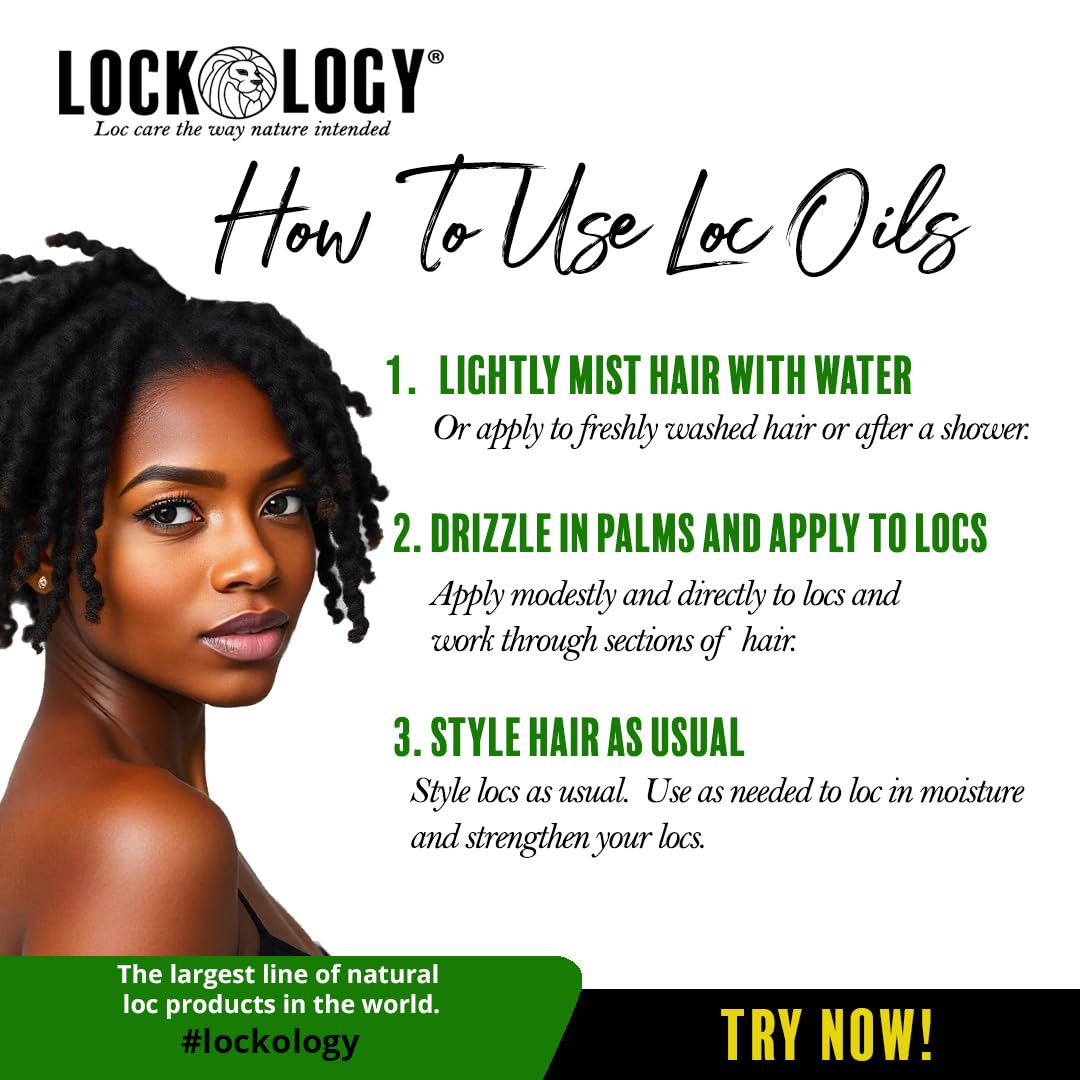 Lockology huile loc; application sur cuir chevelu pour fraîcheur et nutrition