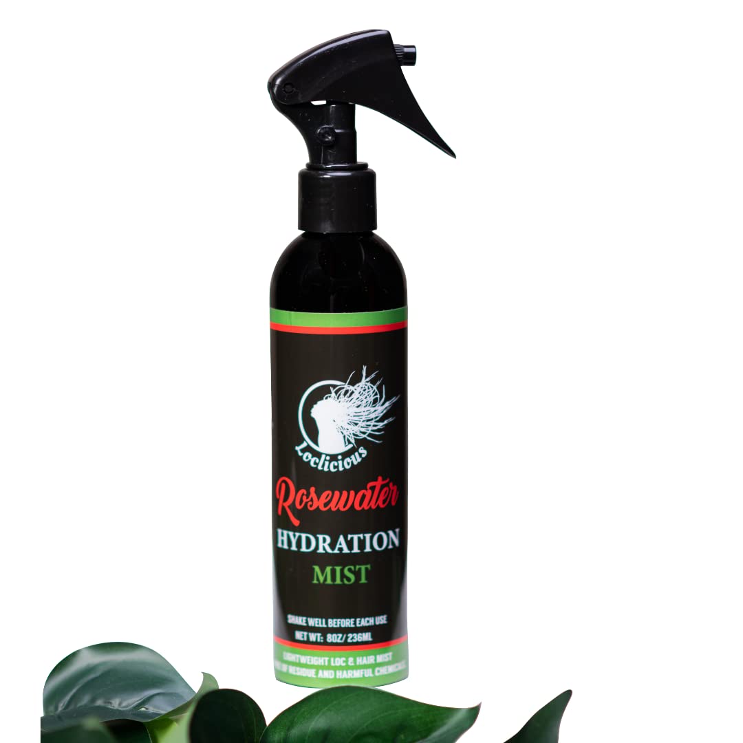 LOCLICIOUS eau de rose spray pour locs : hydratation légère et revitalisation des cheveux.