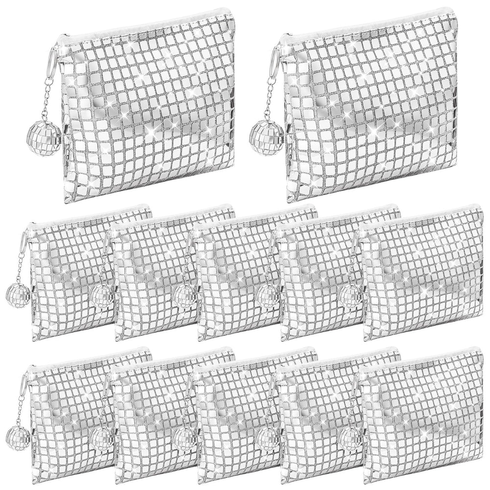 Locmeo sacs-maquillage-disco-paillettes-argent: accessoire glamour pour soirées festives.