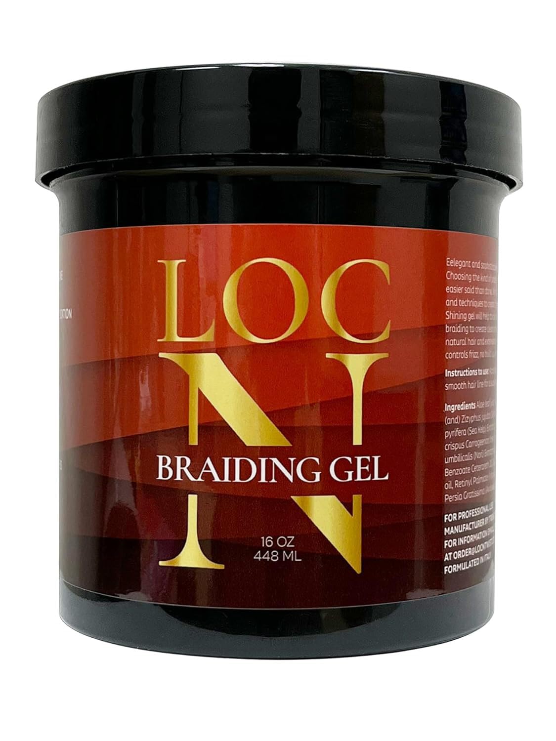 LOC N Gel de tressage 16oz, flacon, maintien extra pour mèches maîtrisées.