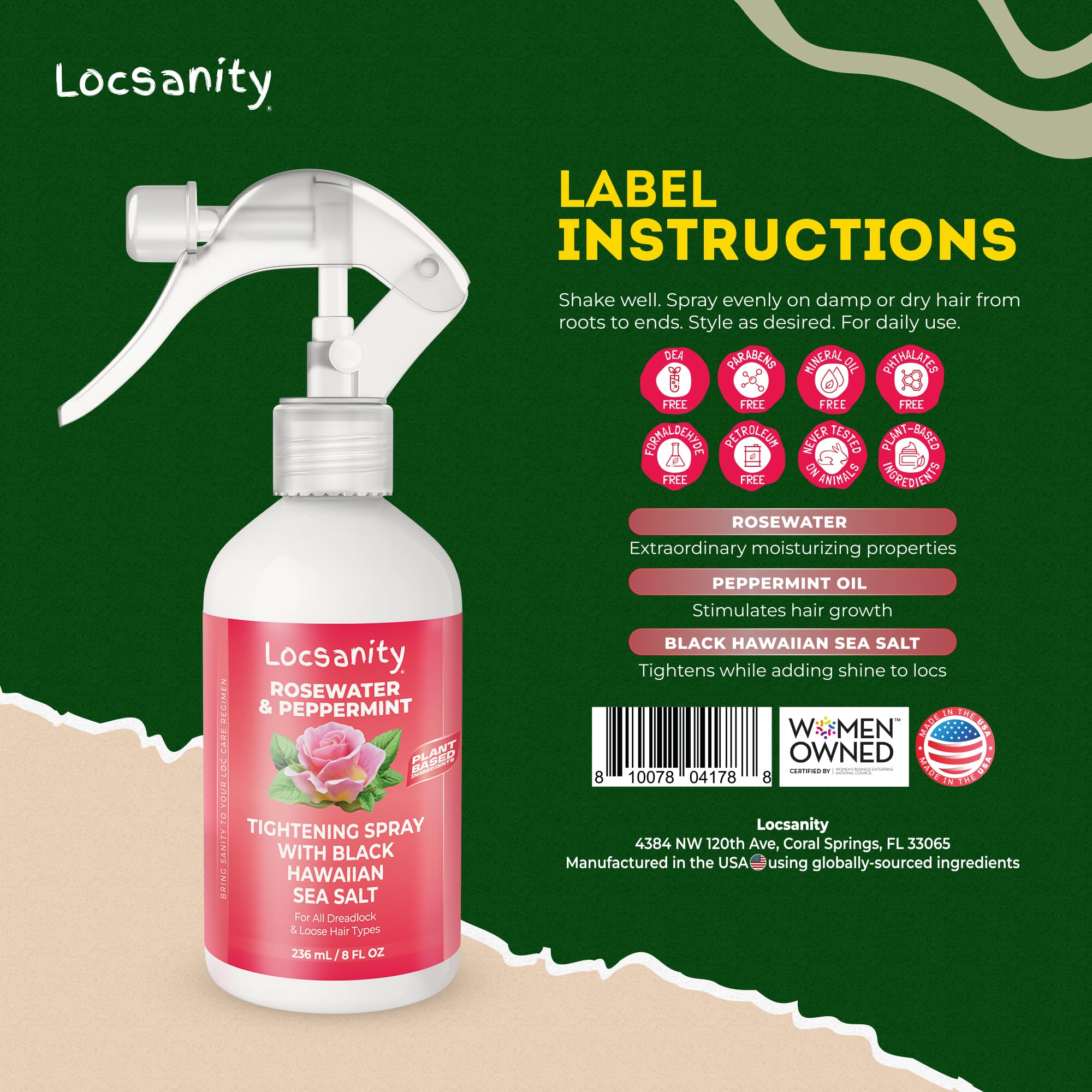 Locsanity Loc Spray brume rafraîchissante pour les racines et les longueurs.