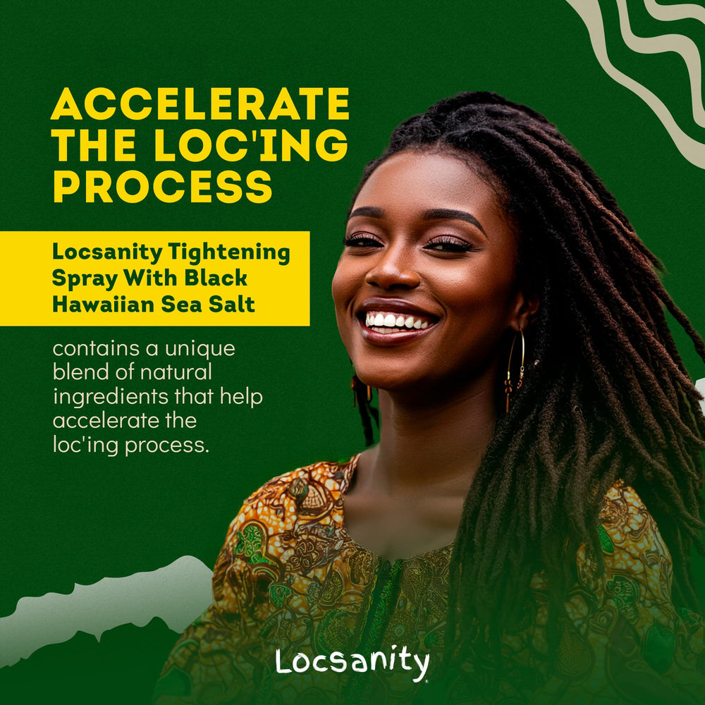 Locsanity Loc Spray sel noir hawaïen aide à nettoyer légèrement les résidus.