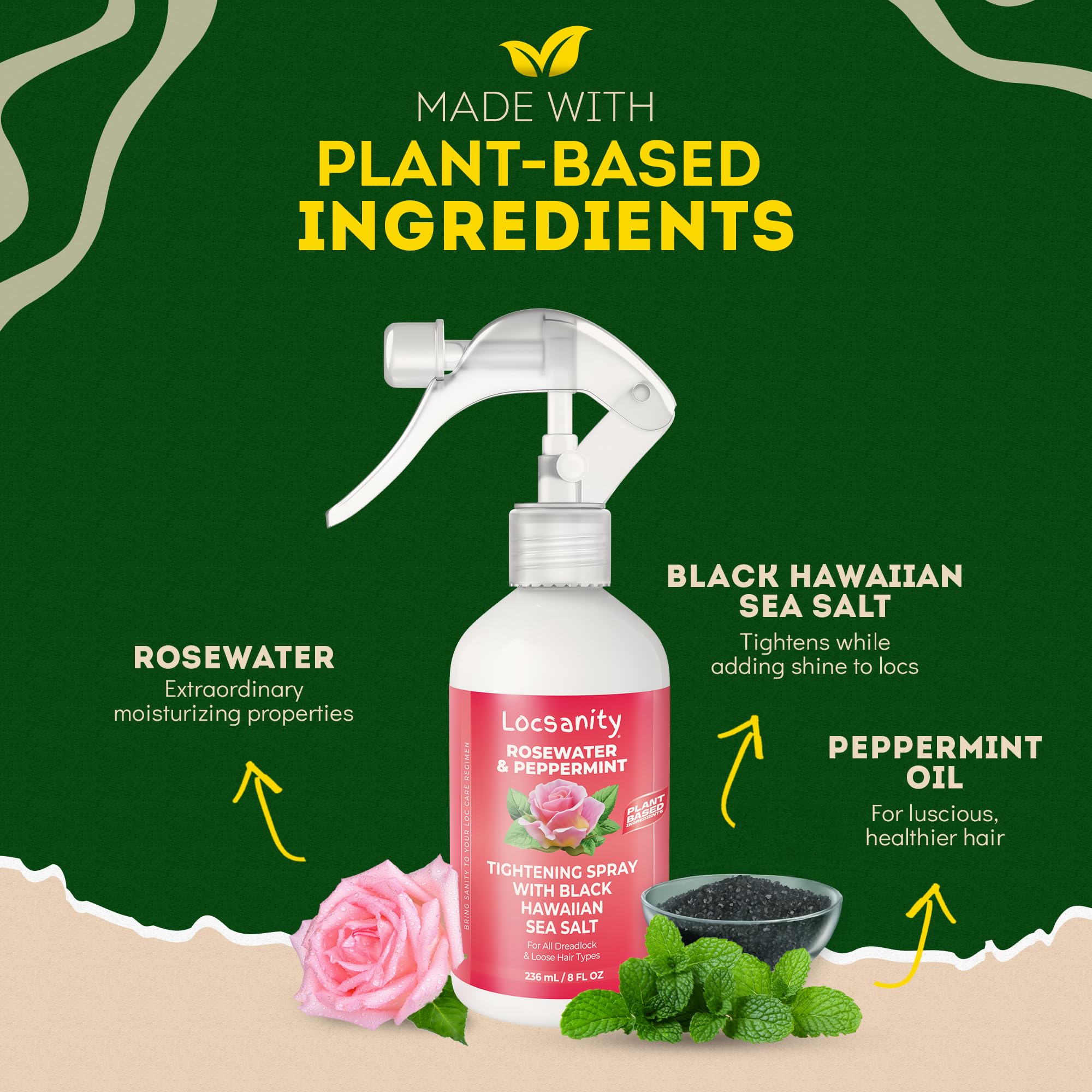 Locsanity Loc Spray idéal pour dreadlocks, sisterlocks et cheveux naturels.