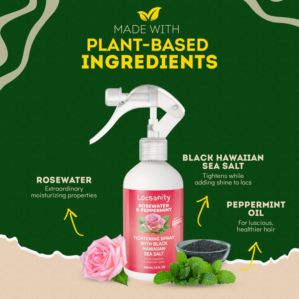 Locsanity Loc Spray idéal pour dreadlocks, sisterlocks et cheveux naturels.