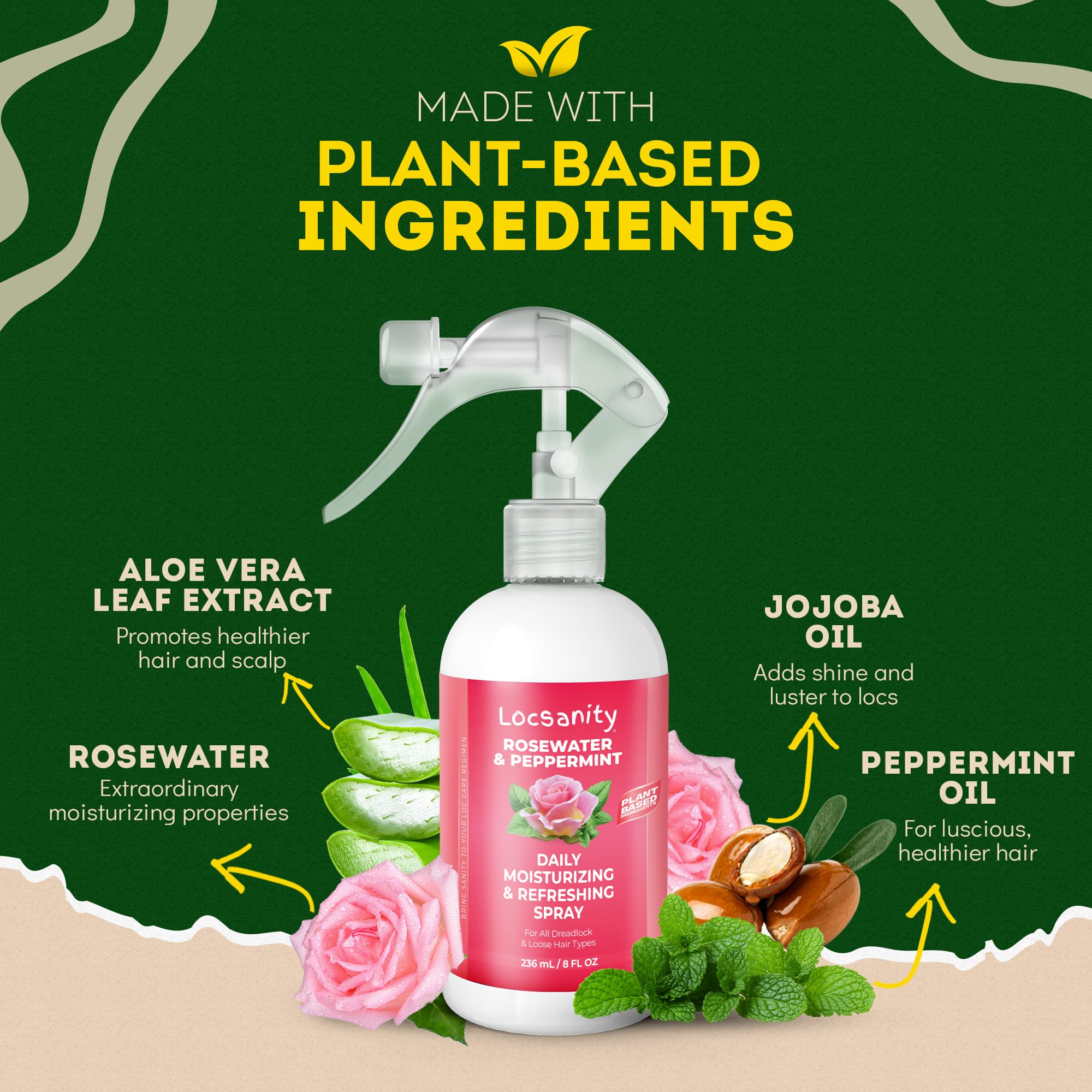 Locsanity emballage-355ml format moyen pour soins réguliers des locs.