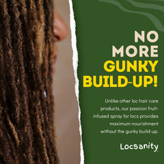 Locsanity sans huile, résidu minime, hydratation légère pour cheveux et cuir chevelu.