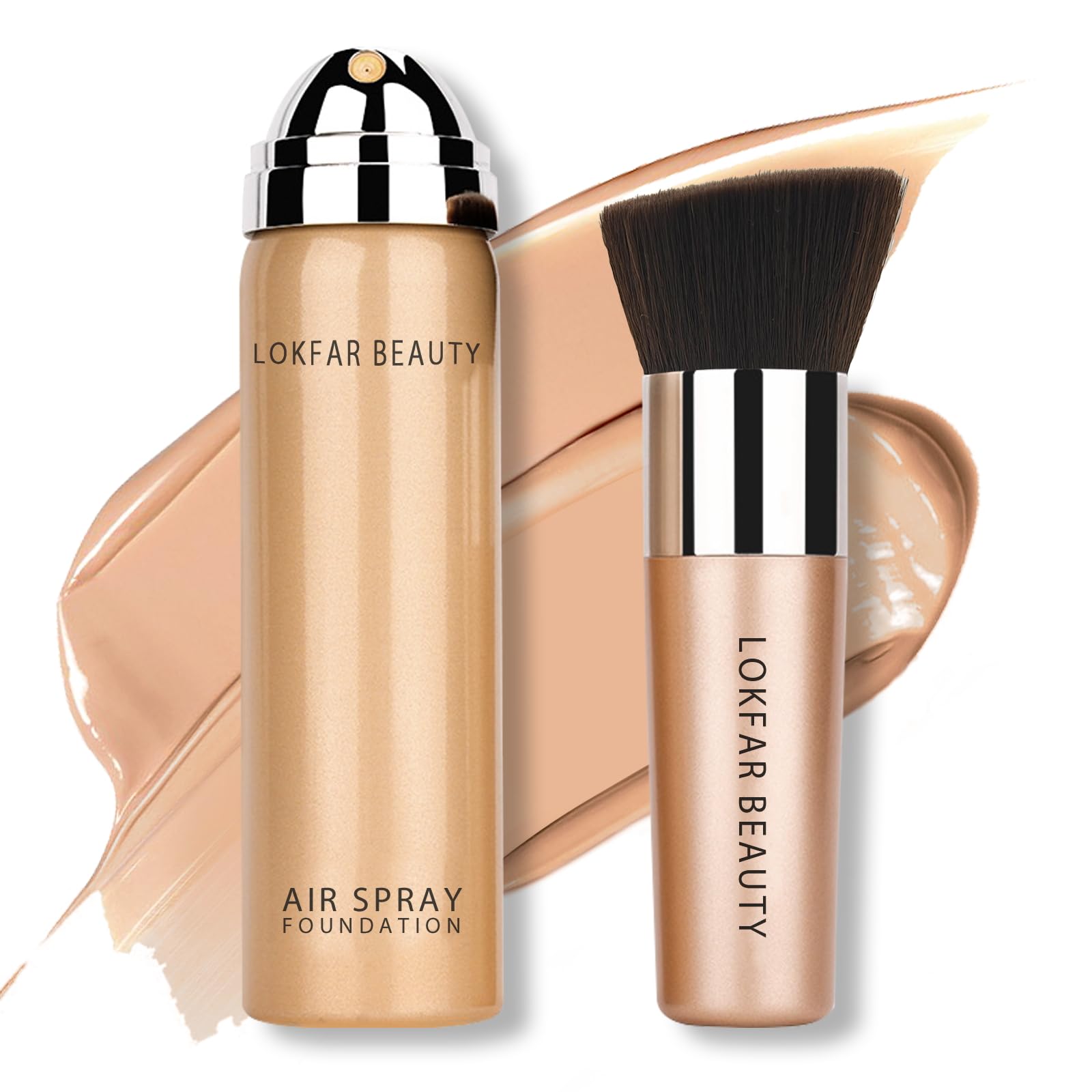 LOKFAR AirBrush Foundation Spray – Bouteille avec fini soyeux et léger pour la peau.