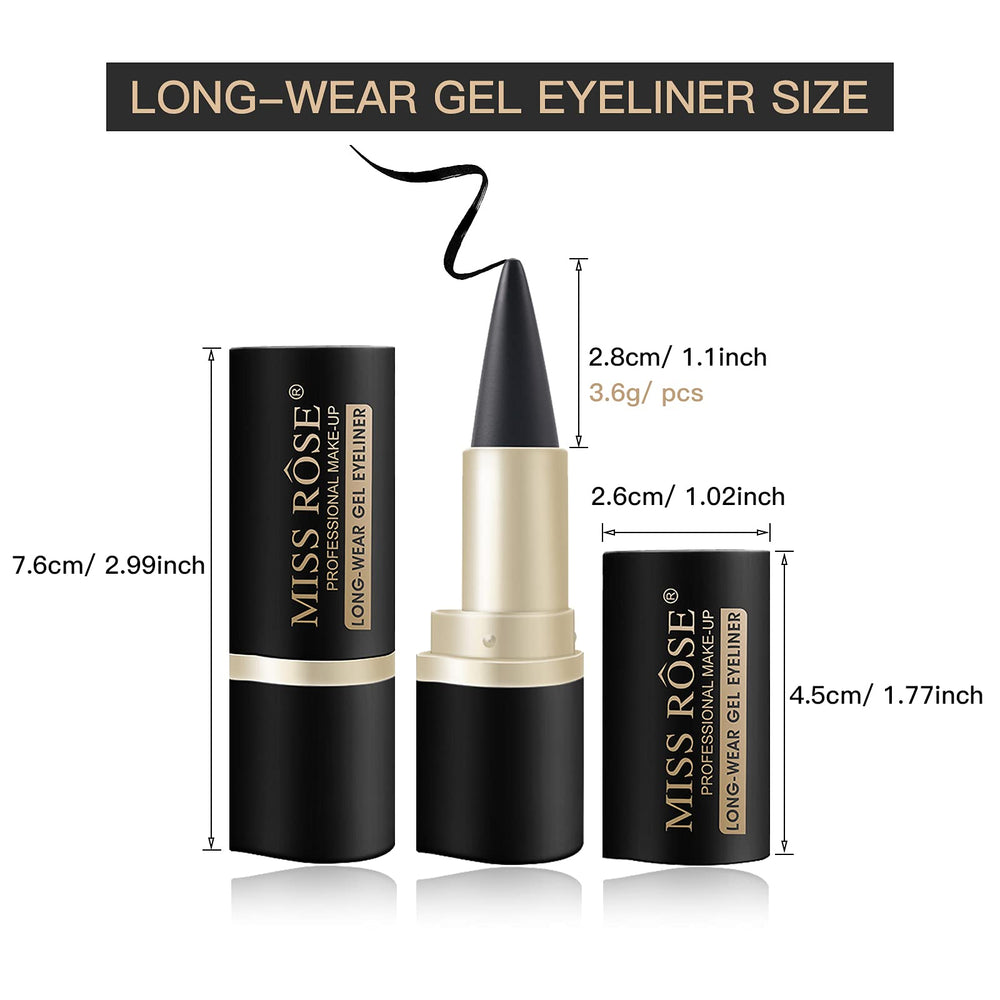 LOKFAR crayon gel yeux noir mat 2 pièces, pointe semi-pointue pour épais et fin.