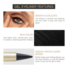 LOKFAR texture crème douce, crayon gel yeux noir mat pour toucher confortable.