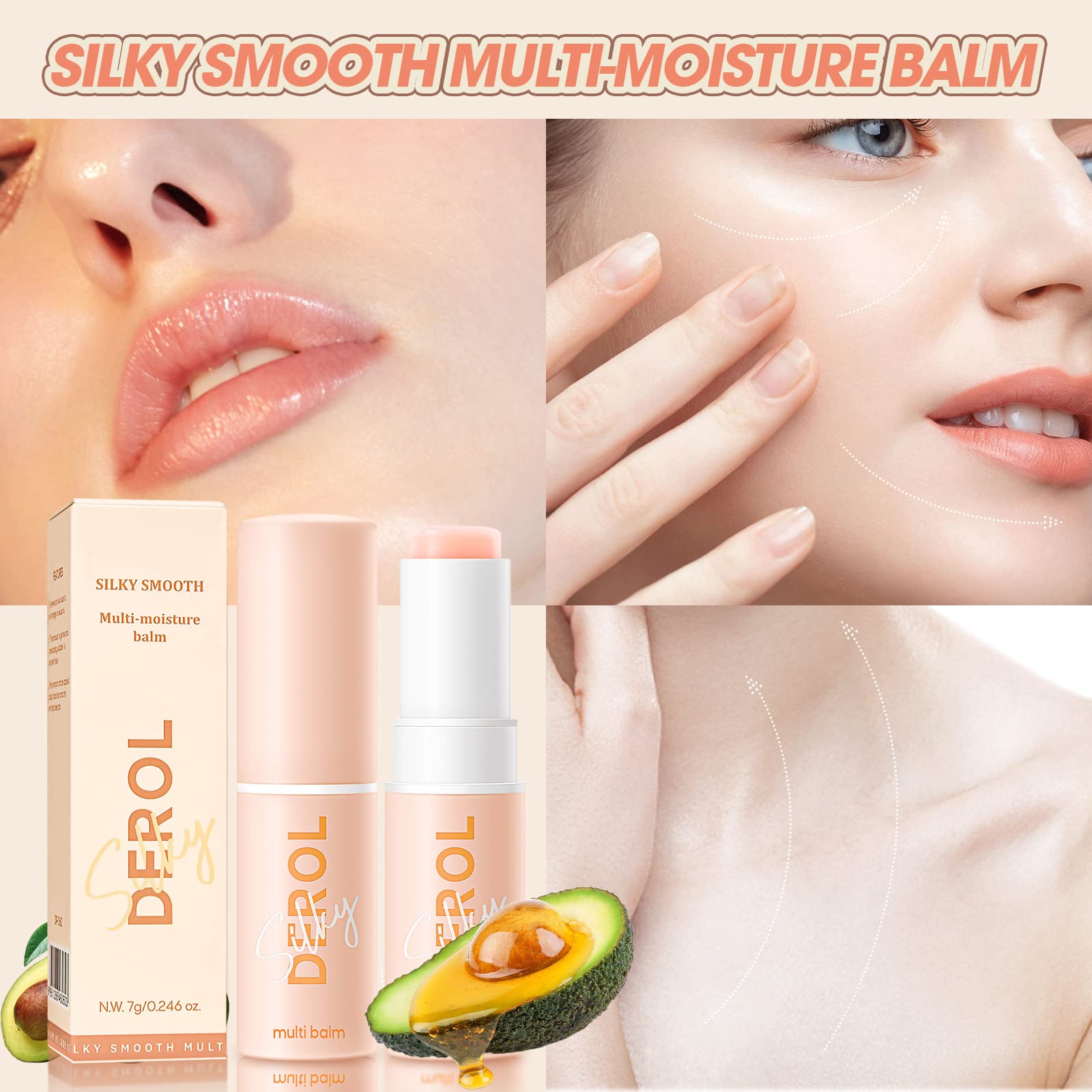 Application douce sur lèvres et visage pour hydratation ciblée.