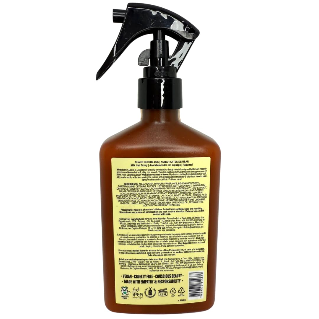 Texture légère du spray hydratant Lola pour démêler sans lourdeur.
