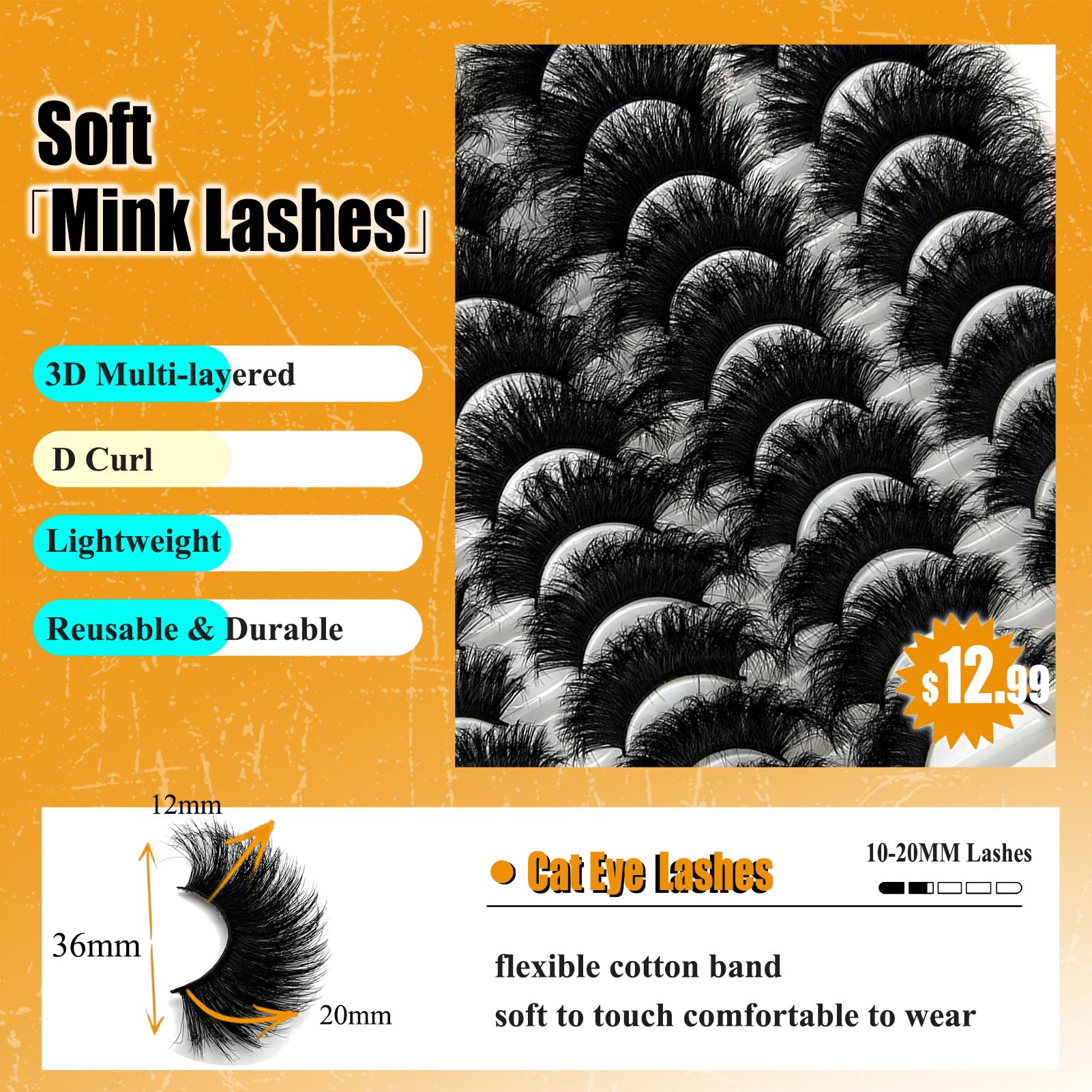 Cils loladook mink bande coton douce 25mm pour un port confortable.