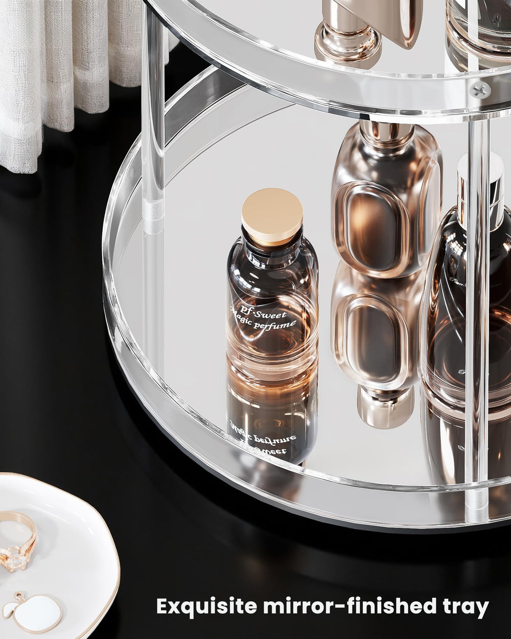 Lolalet étagère parfums 2 niveaux transparente, affichage élégant et compact.